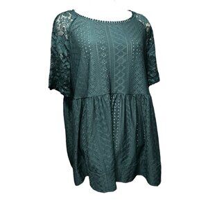 BloomChic Round Neck Eyelet Cut Out Babydoll Short Sleeve Blouse Sz 22/24 (3XL)